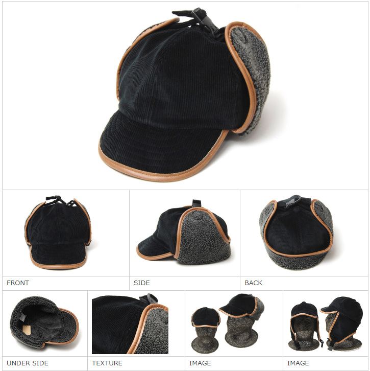 ”THE FACTORY MADE(ザファクトリーメイド)” コーデュロイフライトキャップ Corduroy Flight Cap 秋冬 メンズ  (kaw-tfm-et530)/ブラック